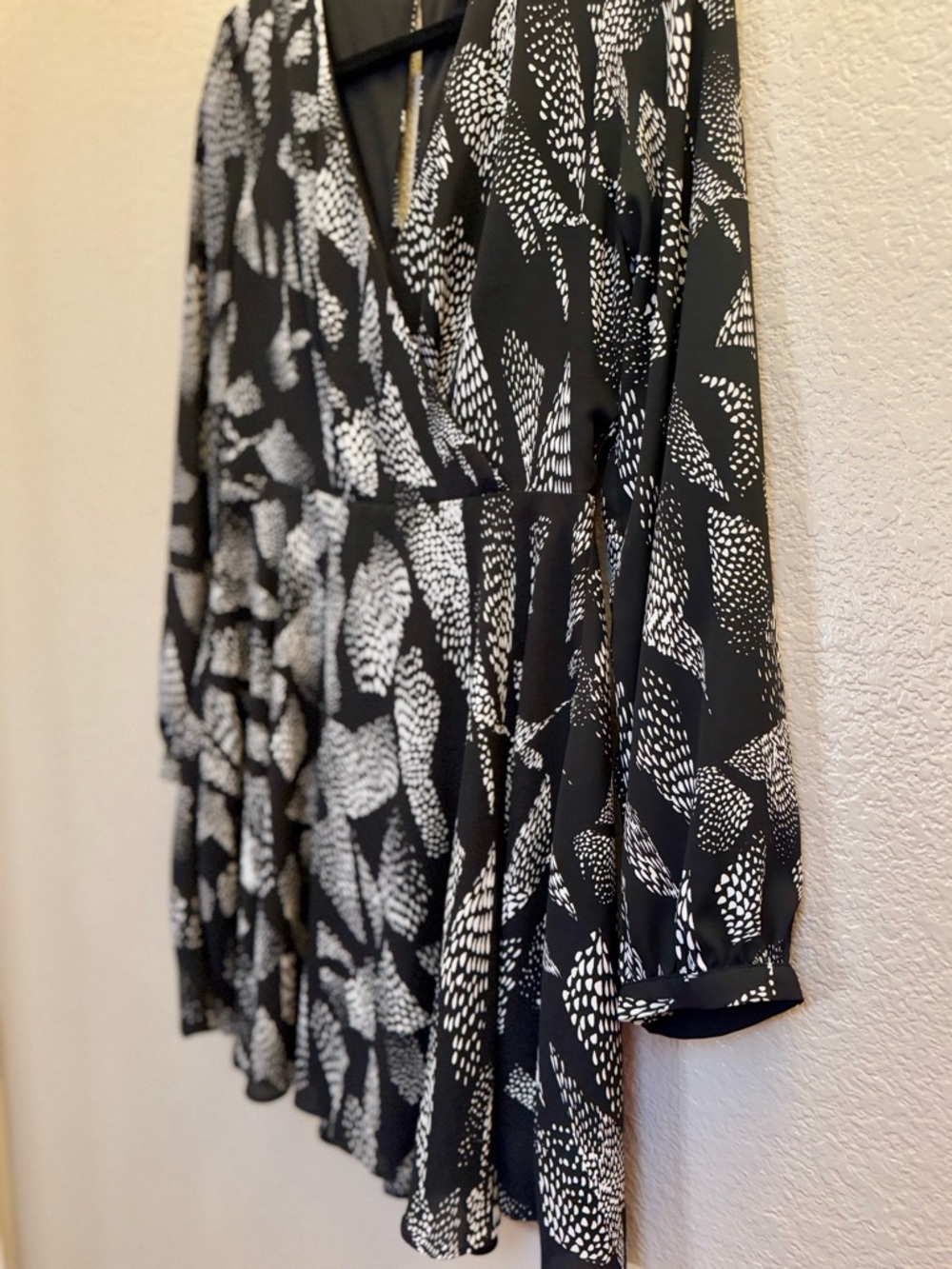 Express Black + White Printed Faux Wrap Dress